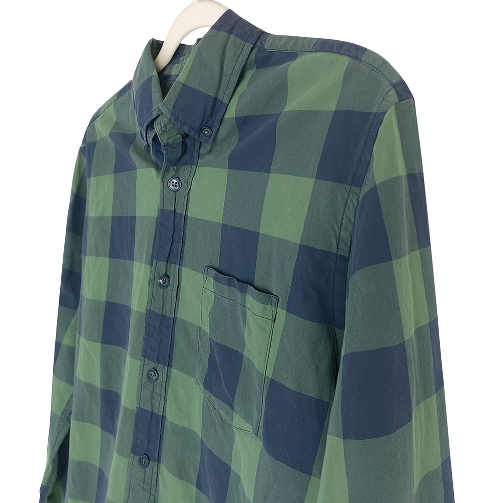 J.Crew Men’s Green Navy Check Button-Down Shirt 100% Cotton Size M - Picture 2 of 4